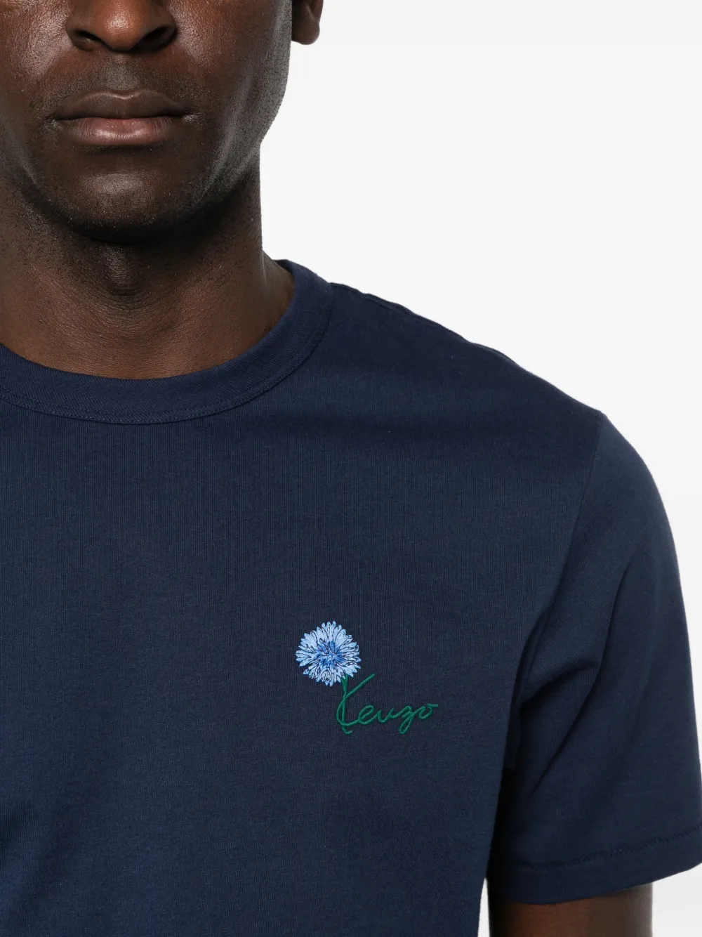 Kenzo T-shirt met geborduurde bloemen en logoprint Blauw