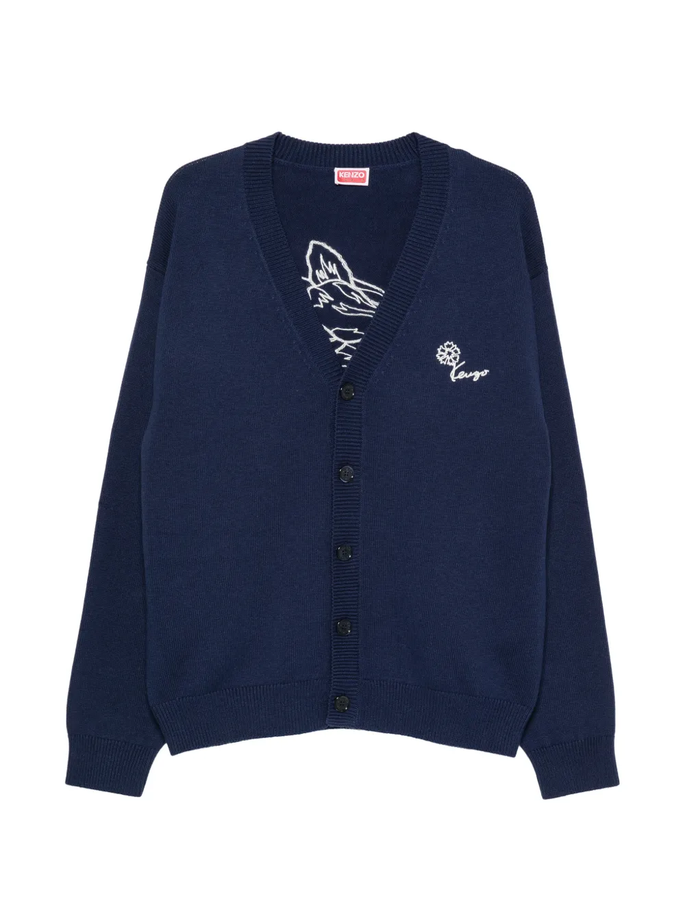 Kenzo floral-embroidered cardigan - Blue