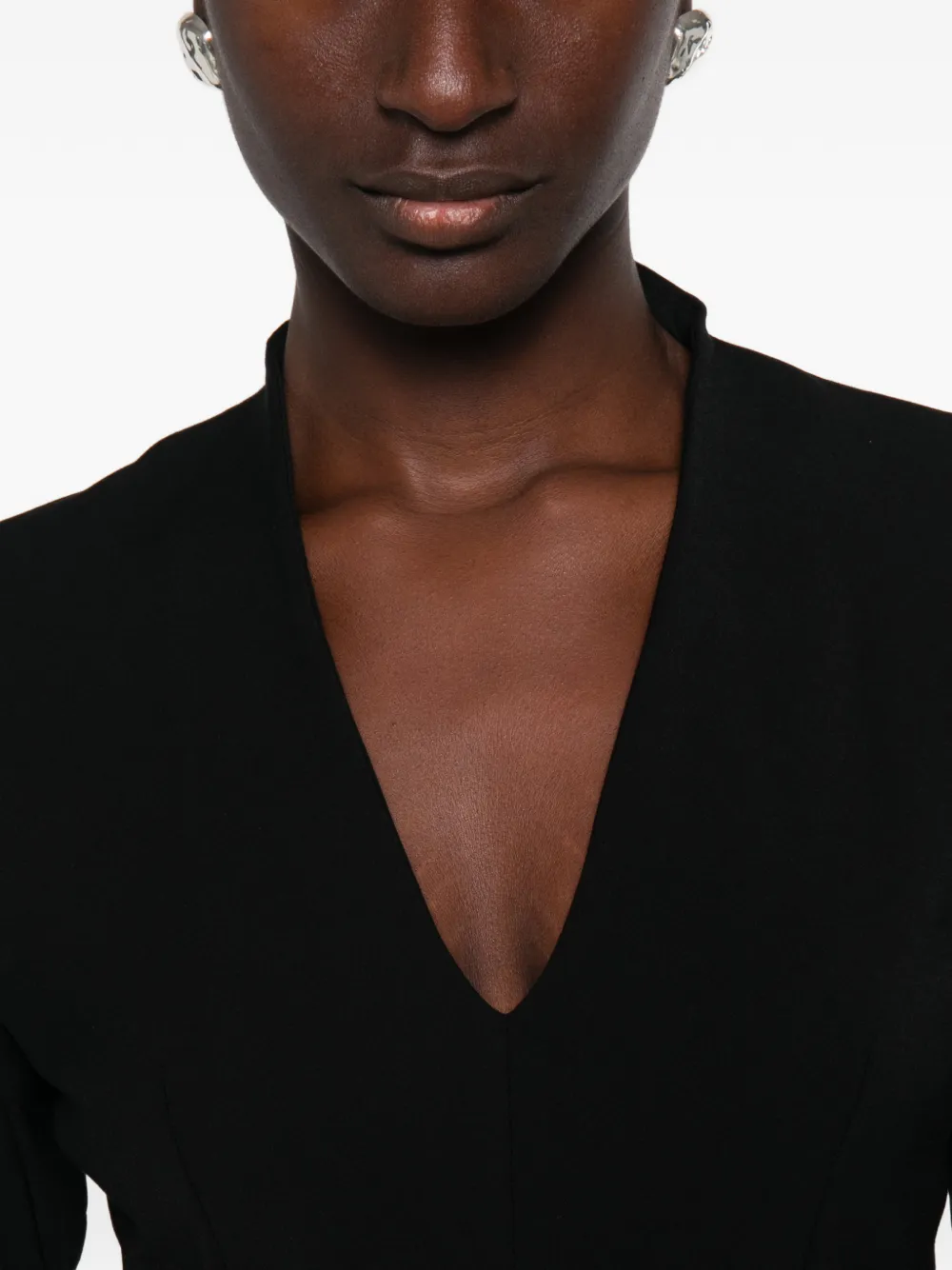 Sportmax Tefrite07 mini-jurk met V-hals en lange mouwen Zwart