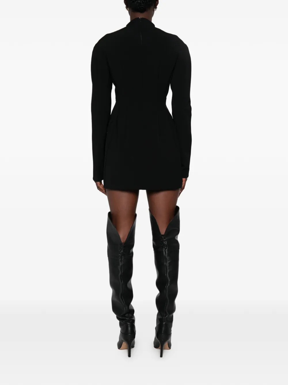Sportmax Tefrite07 mini-jurk met V-hals en lange mouwen Zwart