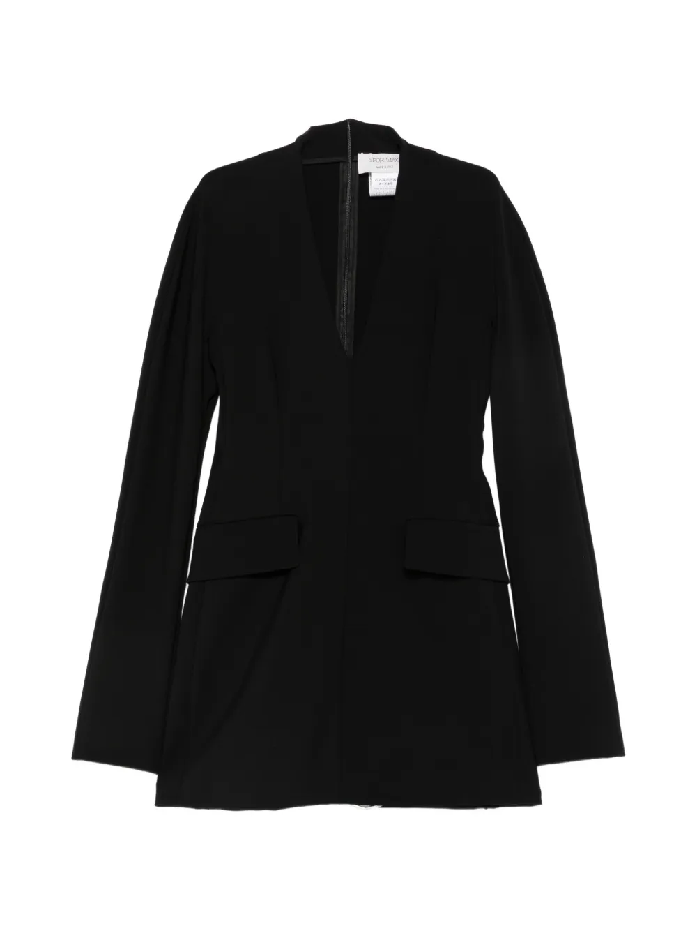 Sportmax Tefrite07 V-neck long-sleeve mini dress - Noir