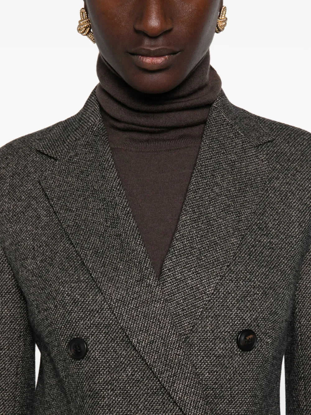 Max Mara MSTCresta blazer met dubbele rij knopen en visgraatpatroon Zwart