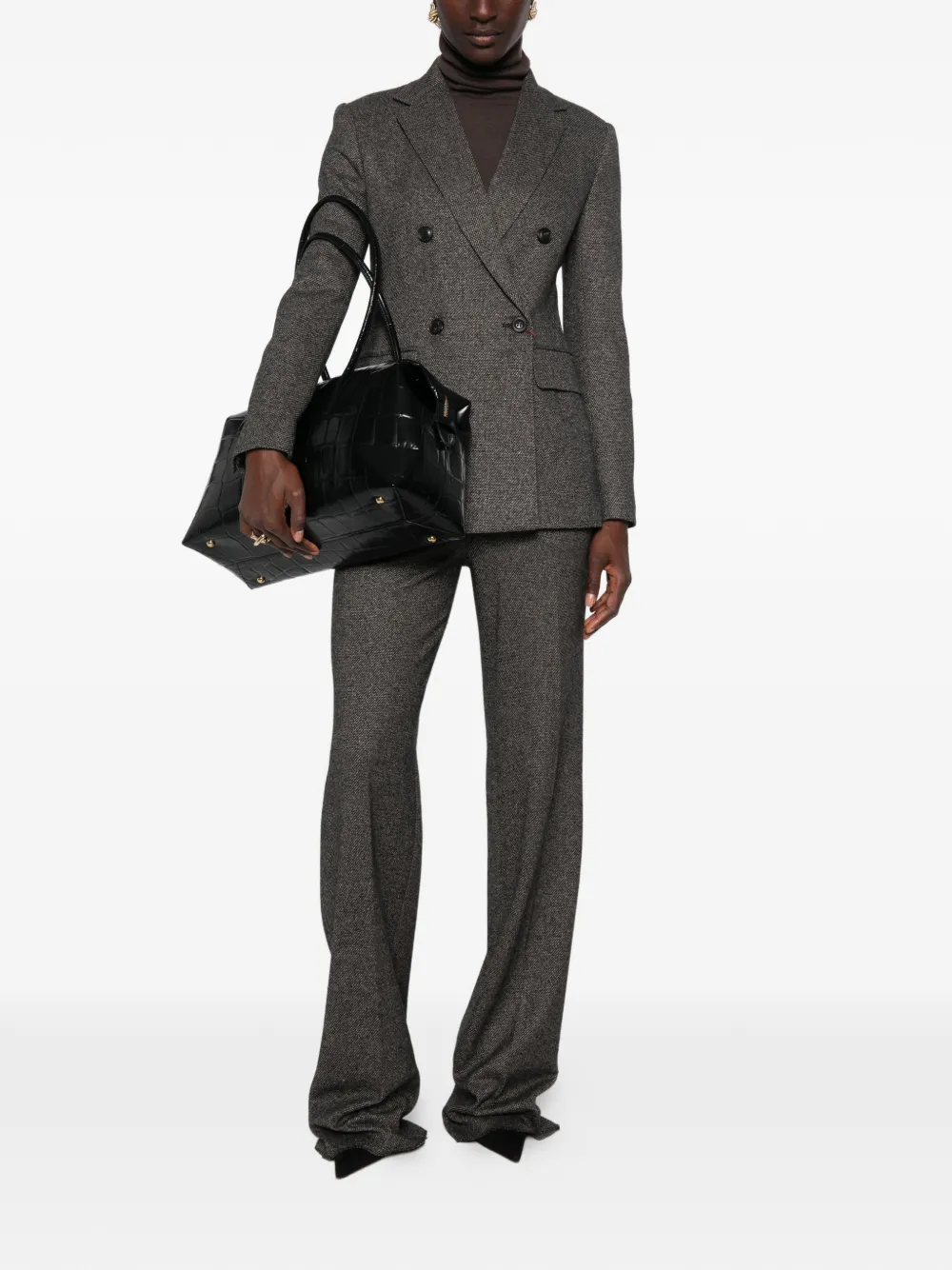 Max Mara MSTCresta blazer met dubbele rij knopen en visgraatpatroon Zwart
