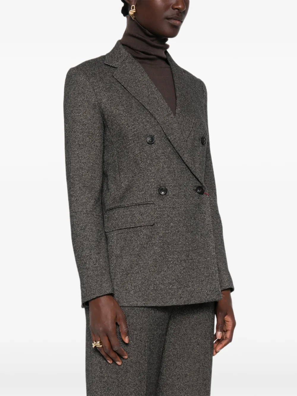 Max Mara MSTCresta blazer met dubbele rij knopen en visgraatpatroon Zwart