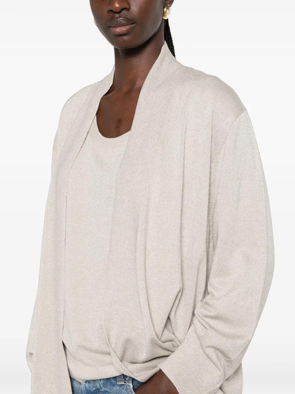 Marina Rinaldi Gebreid vest met metallic effect Beige