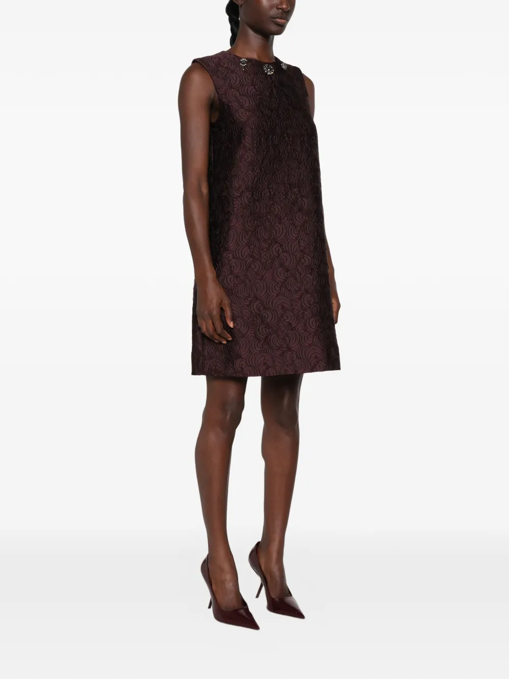 Max Mara Vicolo jacquard mini-jurk verfraaid met kristallen Paars