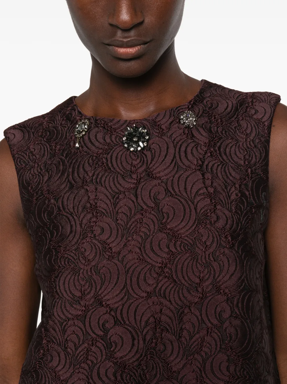 Max Mara Vicolo jacquard mini-jurk verfraaid met kristallen Paars