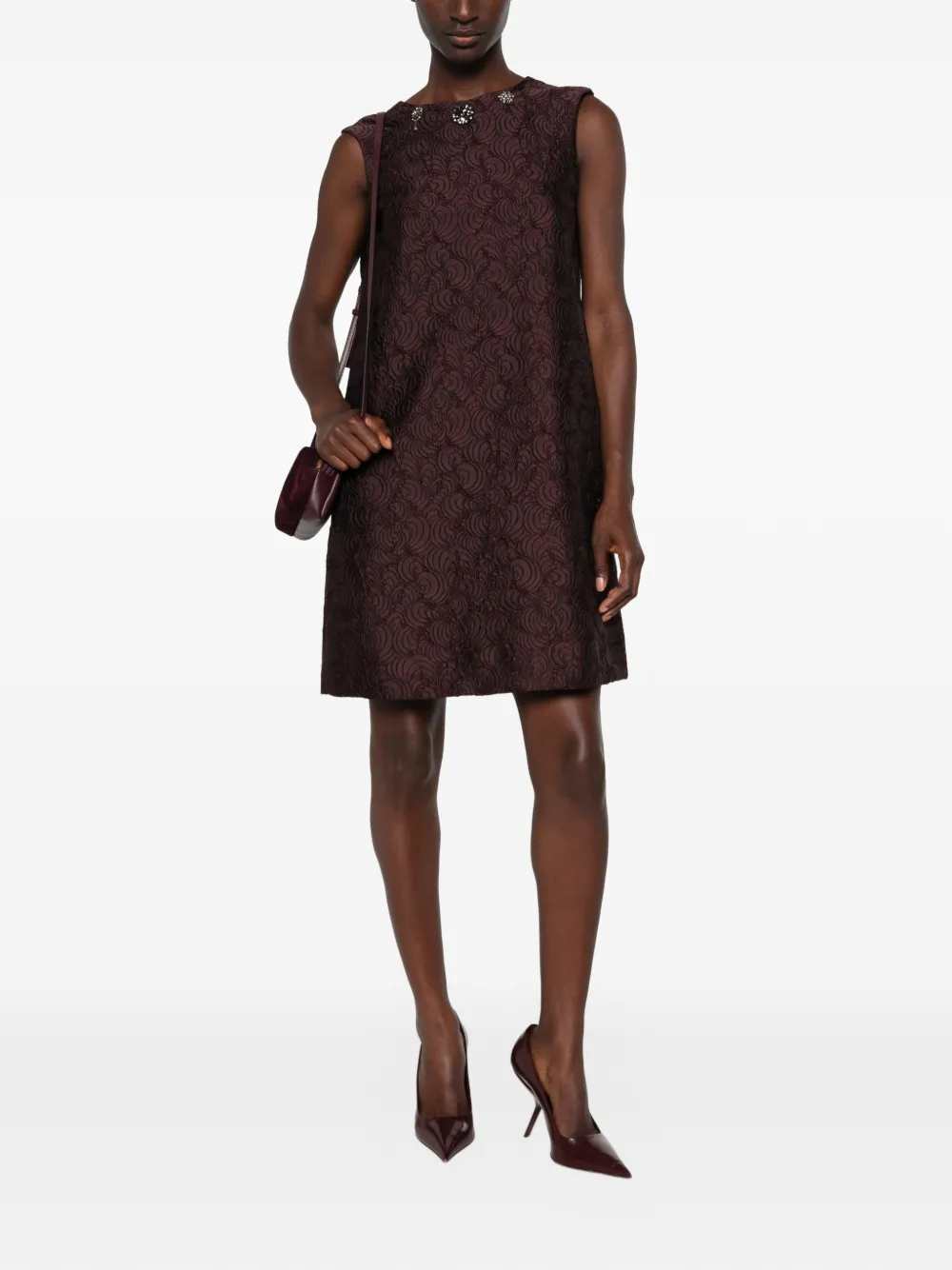 Max Mara Vicolo jacquard mini-jurk verfraaid met kristallen Paars