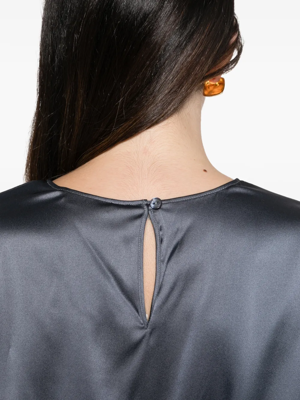 Max Mara satin-finish long-sleeve shirt Blauw