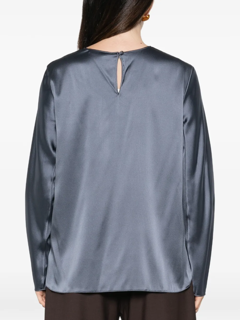 Max Mara satin-finish long-sleeve shirt Blauw