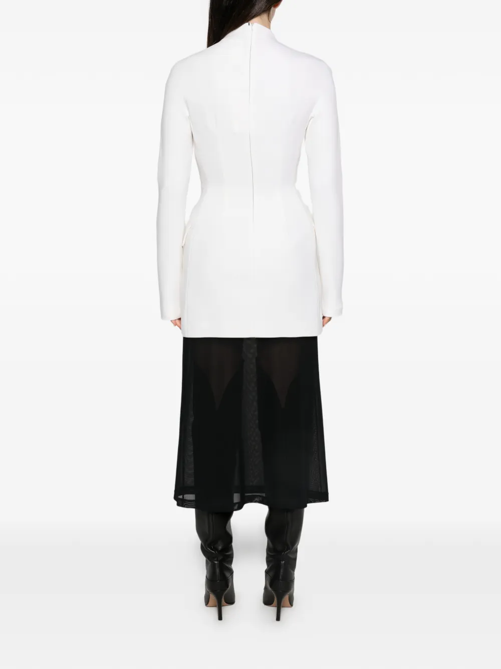 Sportmax Jurk met klepzak en hoge hals Wit
