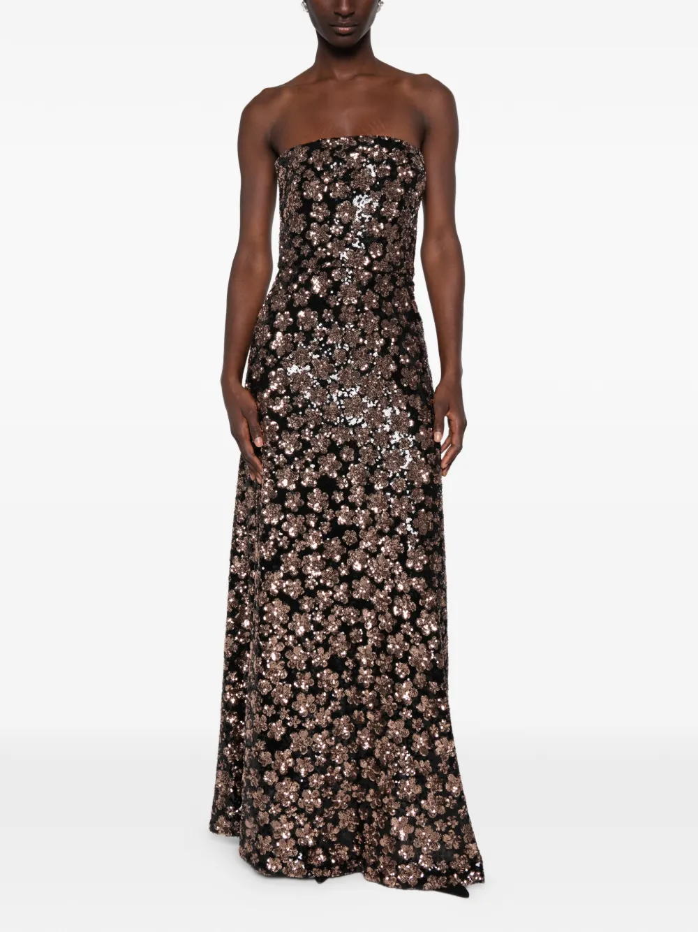 Max Mara Ebaffo strapless maxi-jurk verfraaid met pailletten Zwart