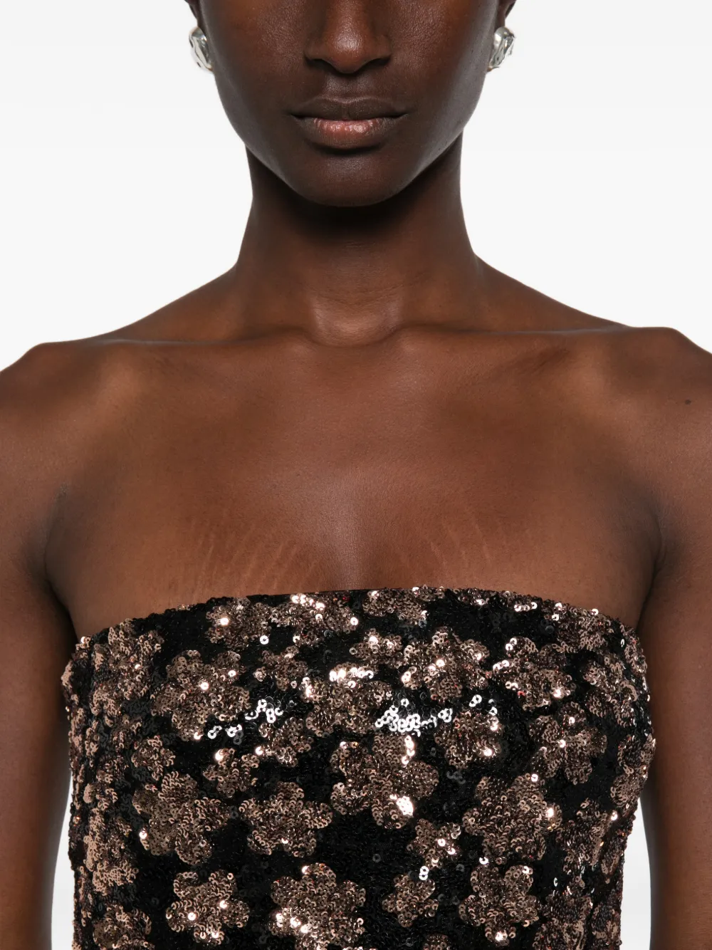 Max Mara Ebaffo strapless maxi-jurk verfraaid met pailletten Zwart
