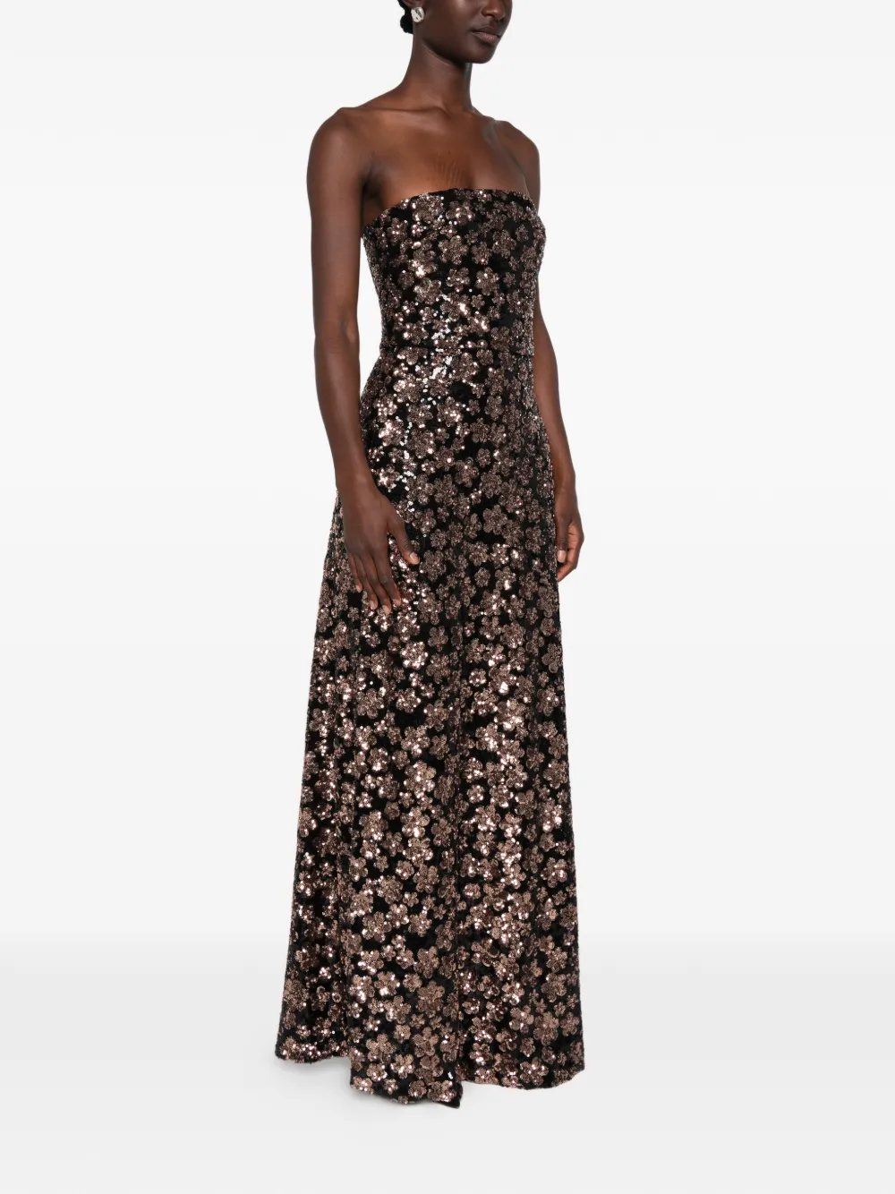 Max Mara Ebaffo strapless maxi-jurk verfraaid met pailletten Zwart