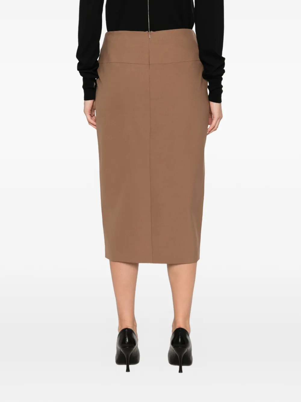 Max Mara Midi-rok met ruches en gespsluiting Bruin
