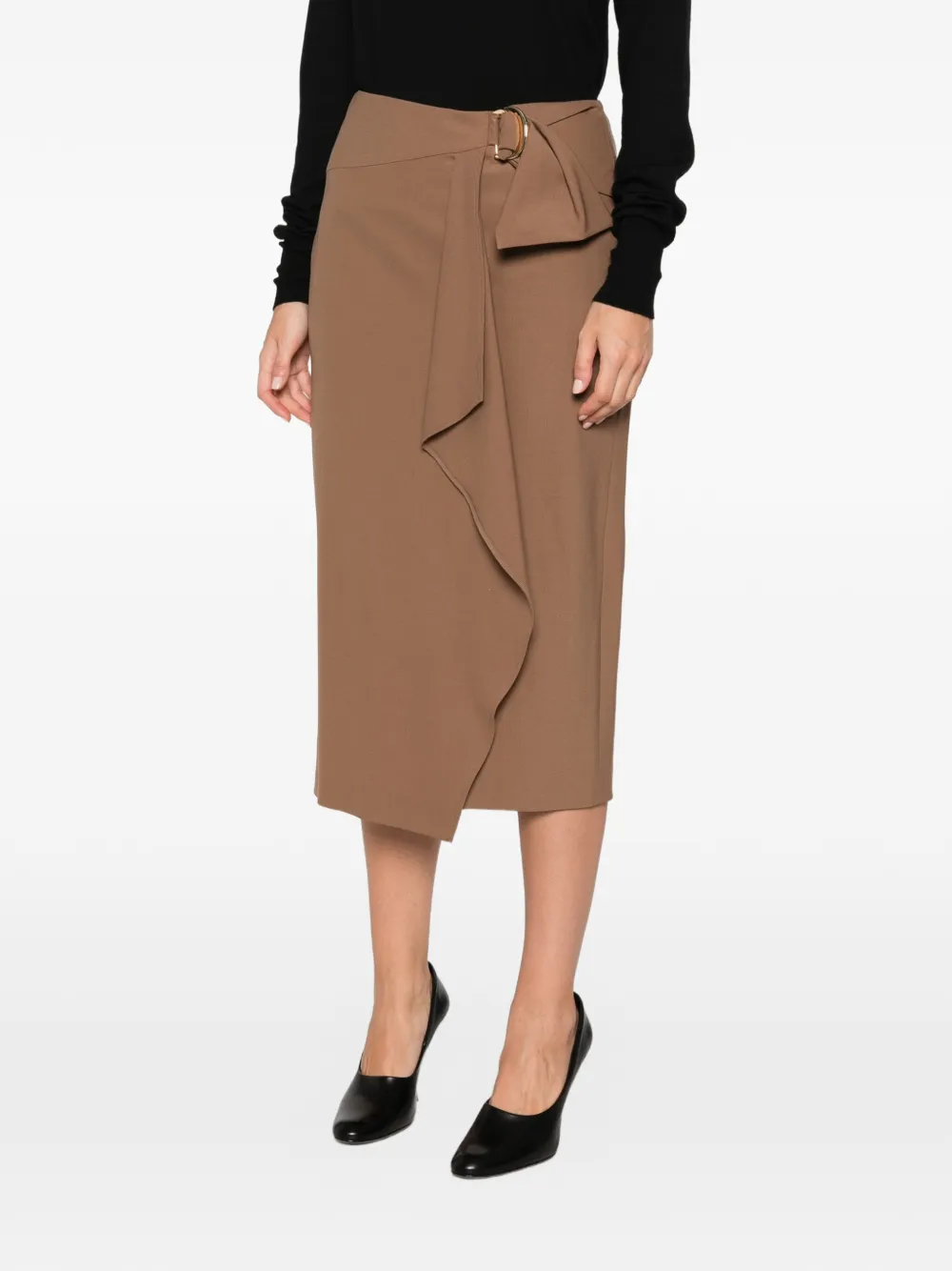 Max Mara Midi-rok met ruches en gespsluiting Bruin