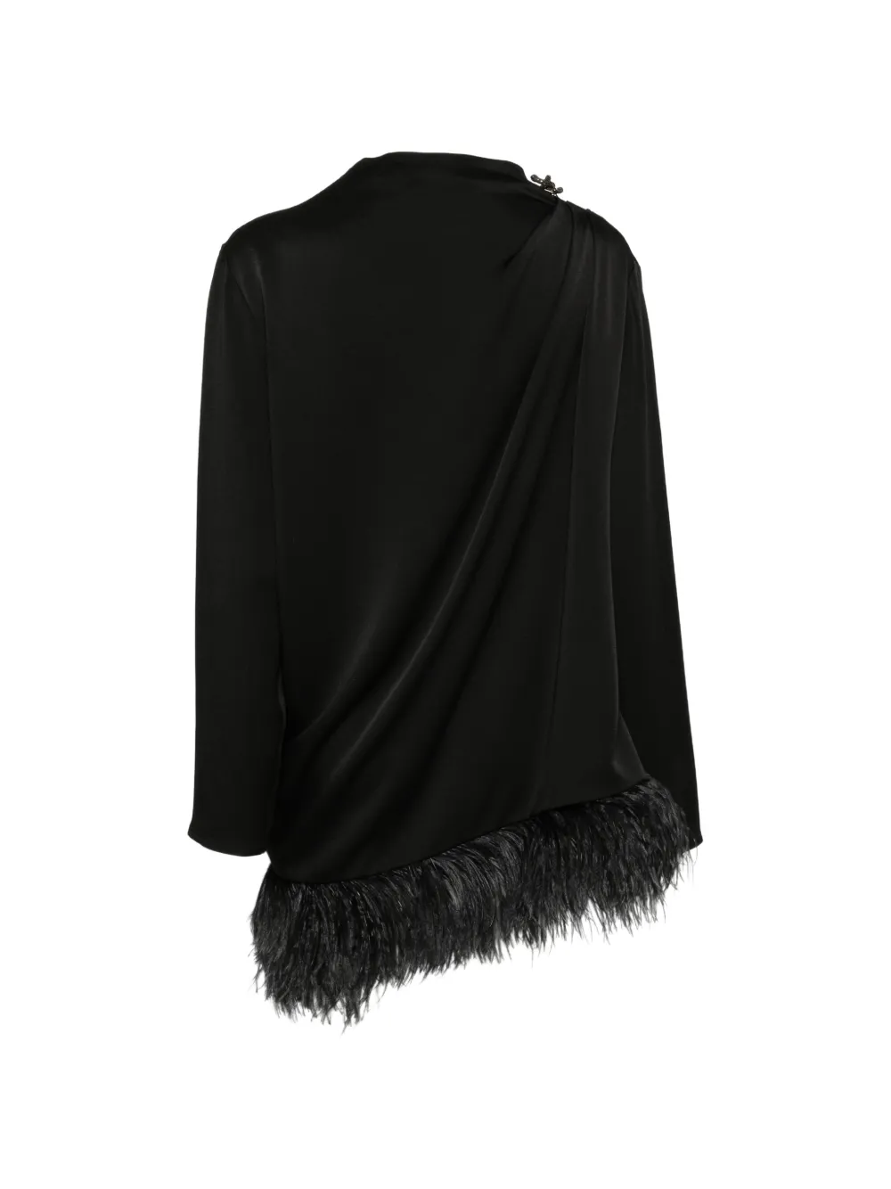 Fabiana Filippi Gedrapeerde top met veren afwerking Zwart