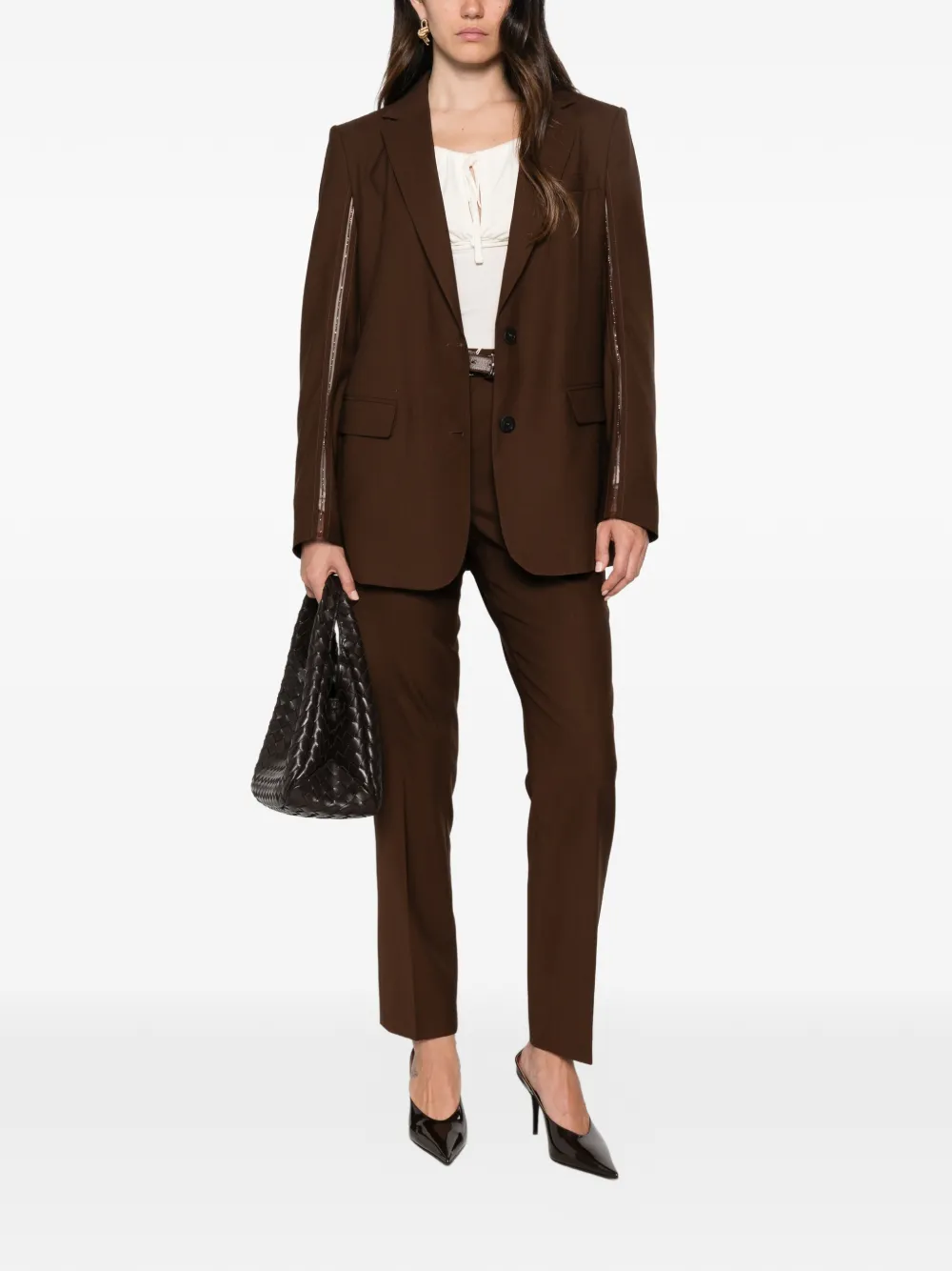 Fabiana Filippi bead-embellished tailored trousers Bruin
