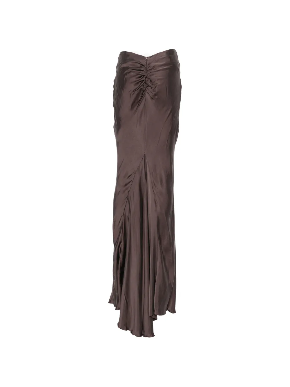 THE ANDAMANE Nemesia maxi-rok met satijnen afwerking en ruches Bruin