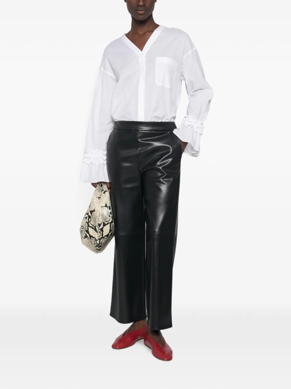 'S Max Mara Blouse met manchetten en V-hals Wit