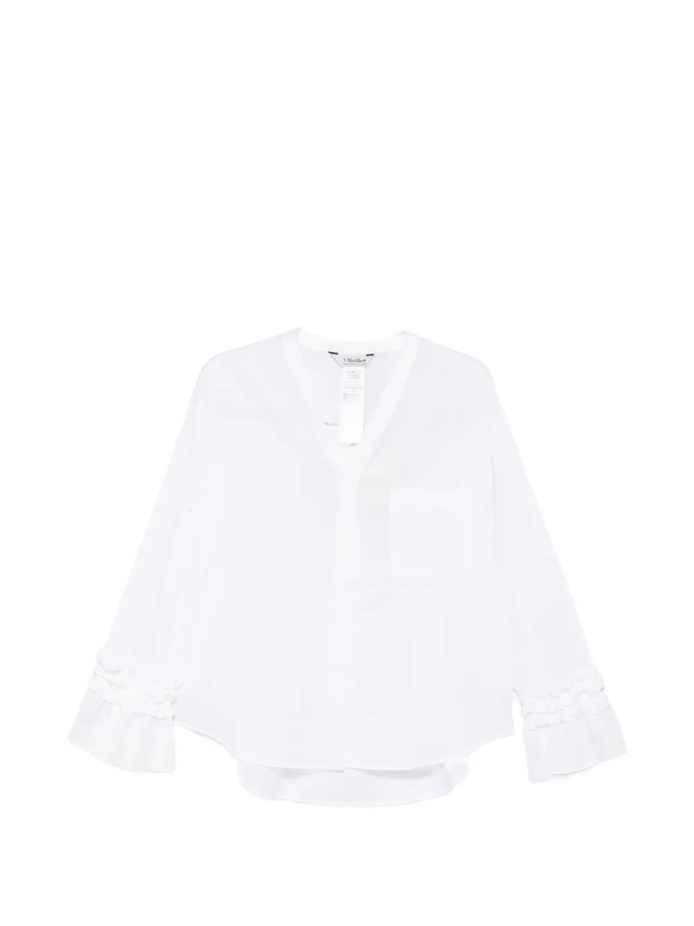 'S Max Mara ruffled-cuff V-neck shirt - Weiß