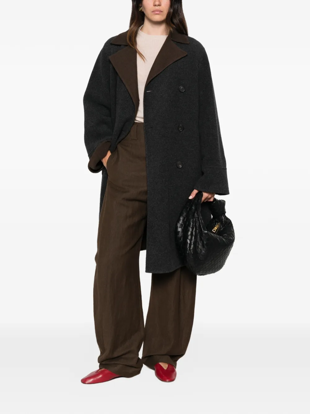 Max Mara Tartina jas met dubbele rij knopen en gekerfde revers Grijs