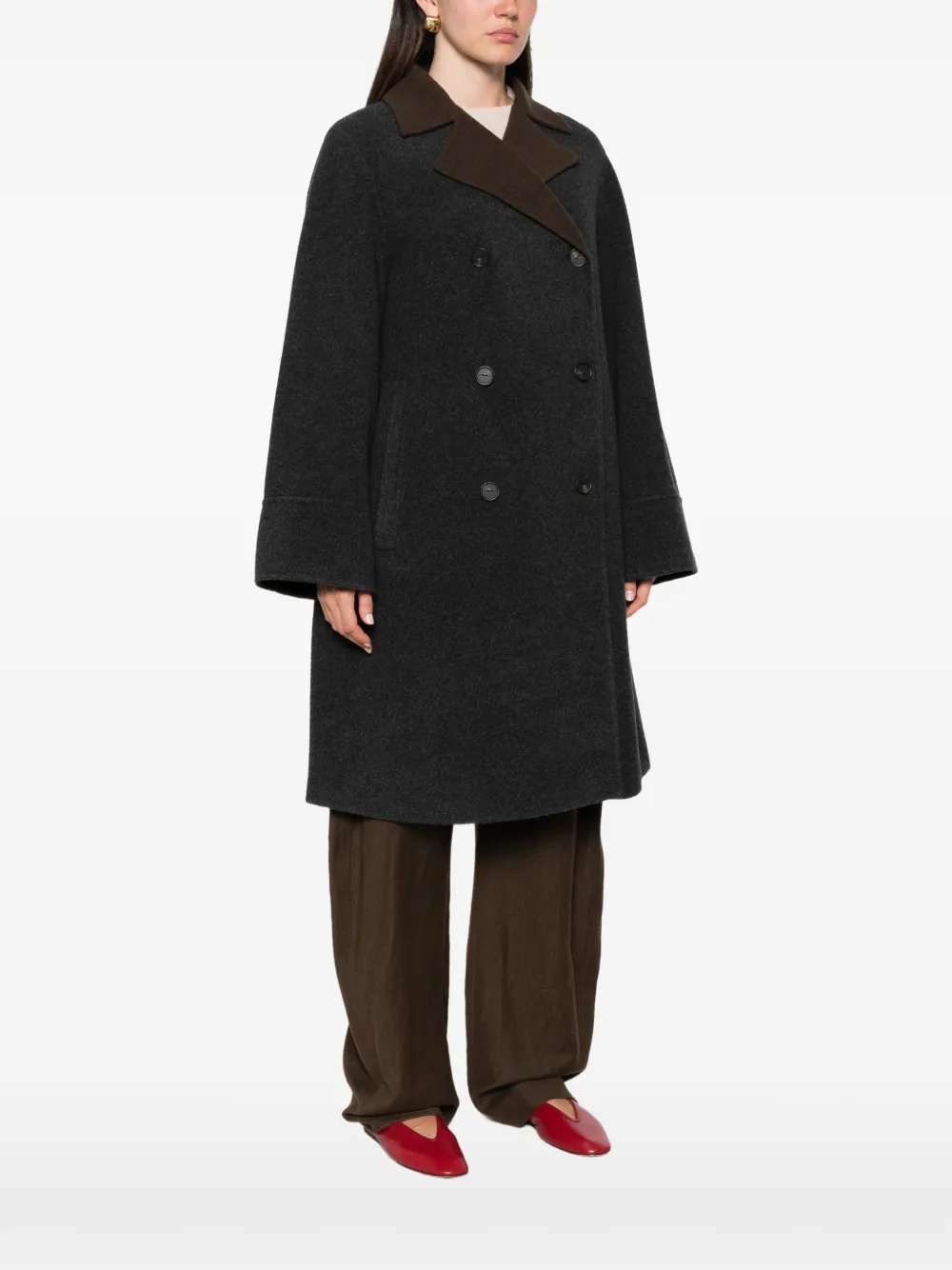 Max Mara Tartina jas met dubbele rij knopen en gekerfde revers Grijs