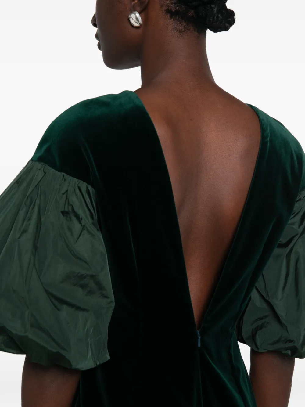 Max Mara Etropico fluwelen jurk met pofmouwen Groen