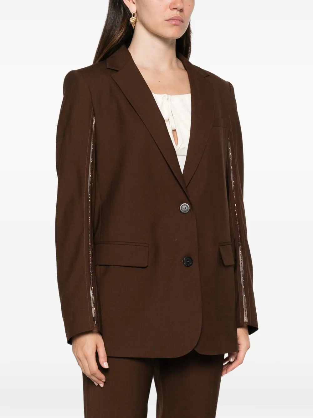 Fabiana Filippi Blazer verfraaid met kralen Bruin