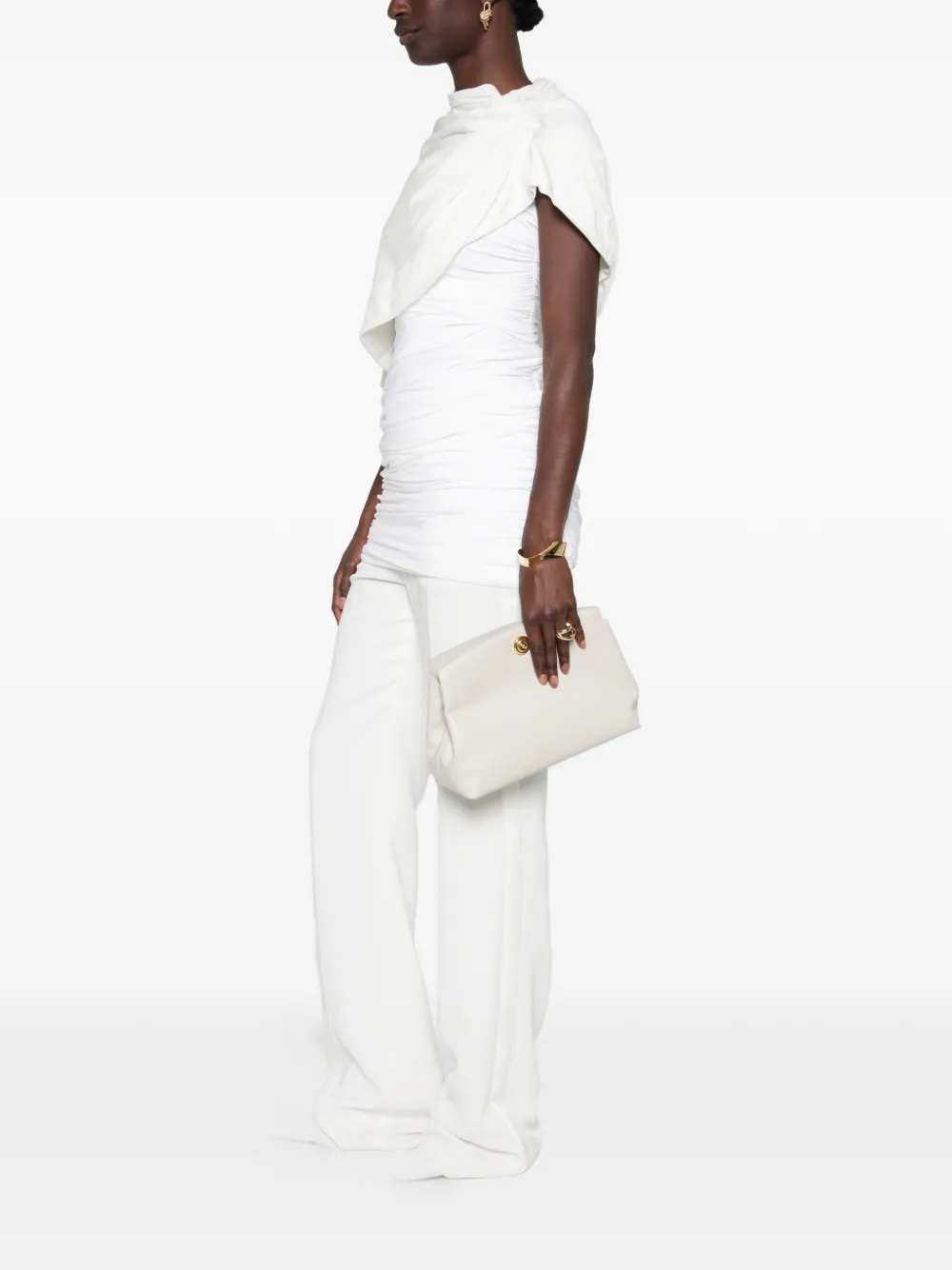 Max Mara MXESteppa satin-trimmed pleated trousers - Blanc