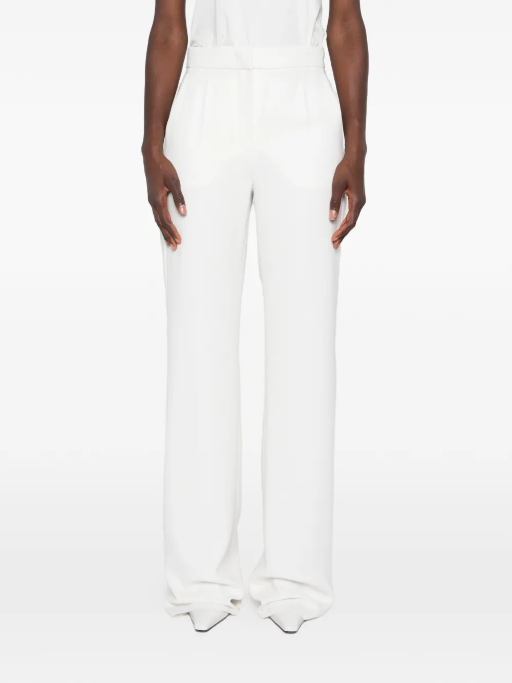 Max Mara MXESteppa plooibroek met satijnen afwerking Wit