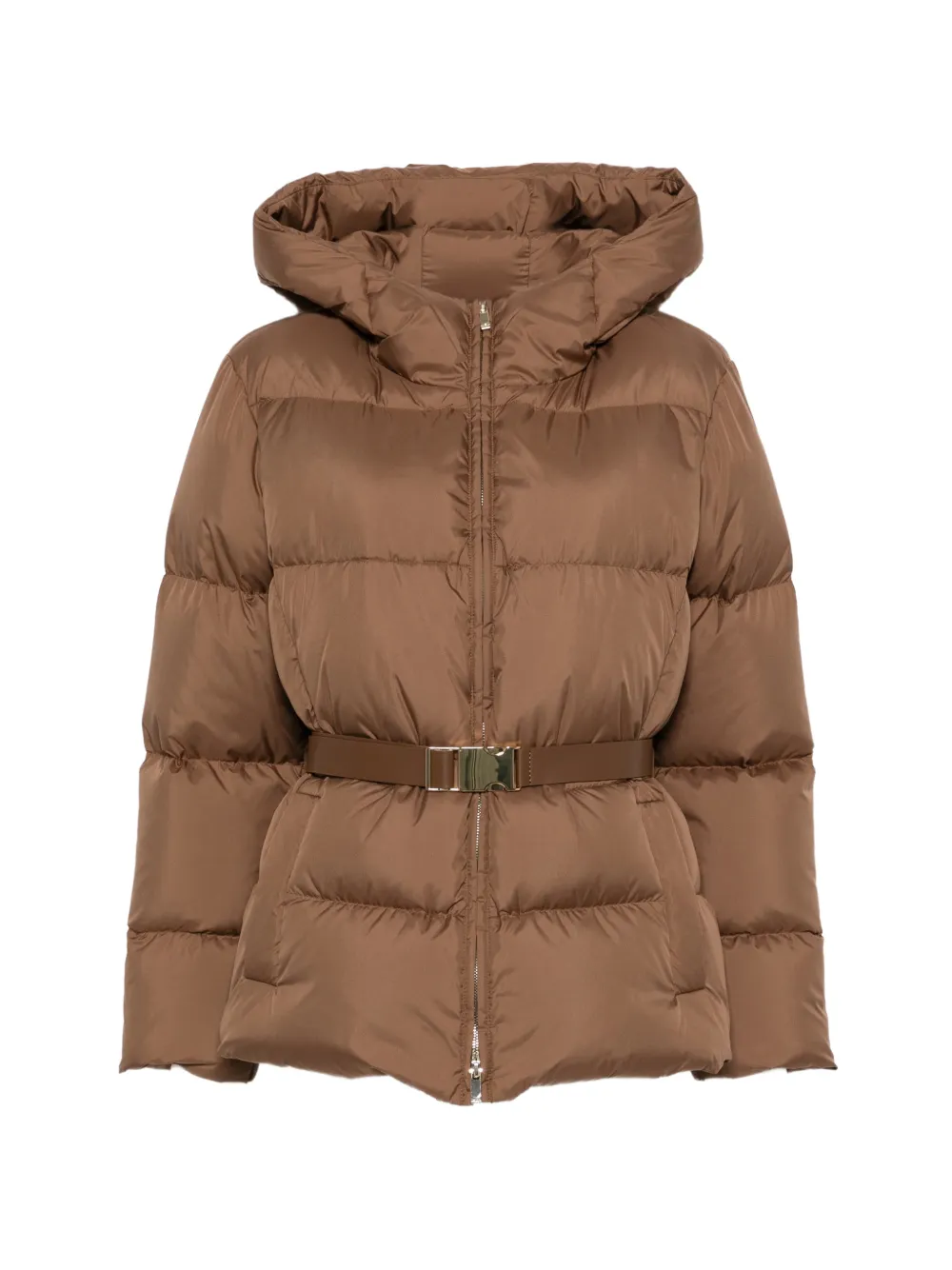 Max Mara belted hooded quilted jacket - Brown