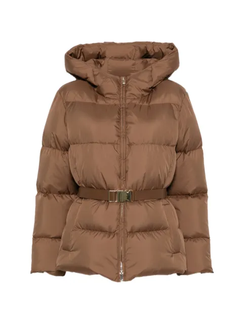 Max Mara belted hooded quilted jacket