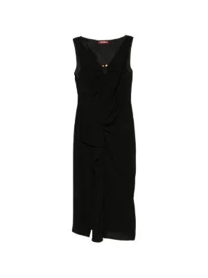 Max Mara Vネックノースリーブ ミディドレス | ブラック | FARFETCH JP