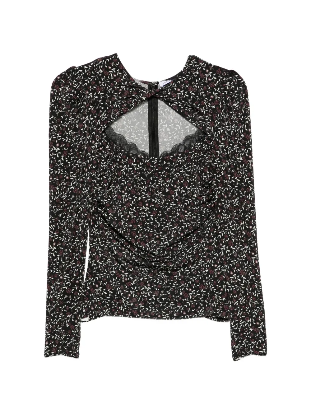 MAR DE MARGARITAS floral-print lace-trim blouse