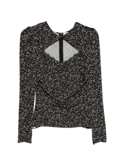 MAR DE MARGARITAS floral-print lace-trim blouse