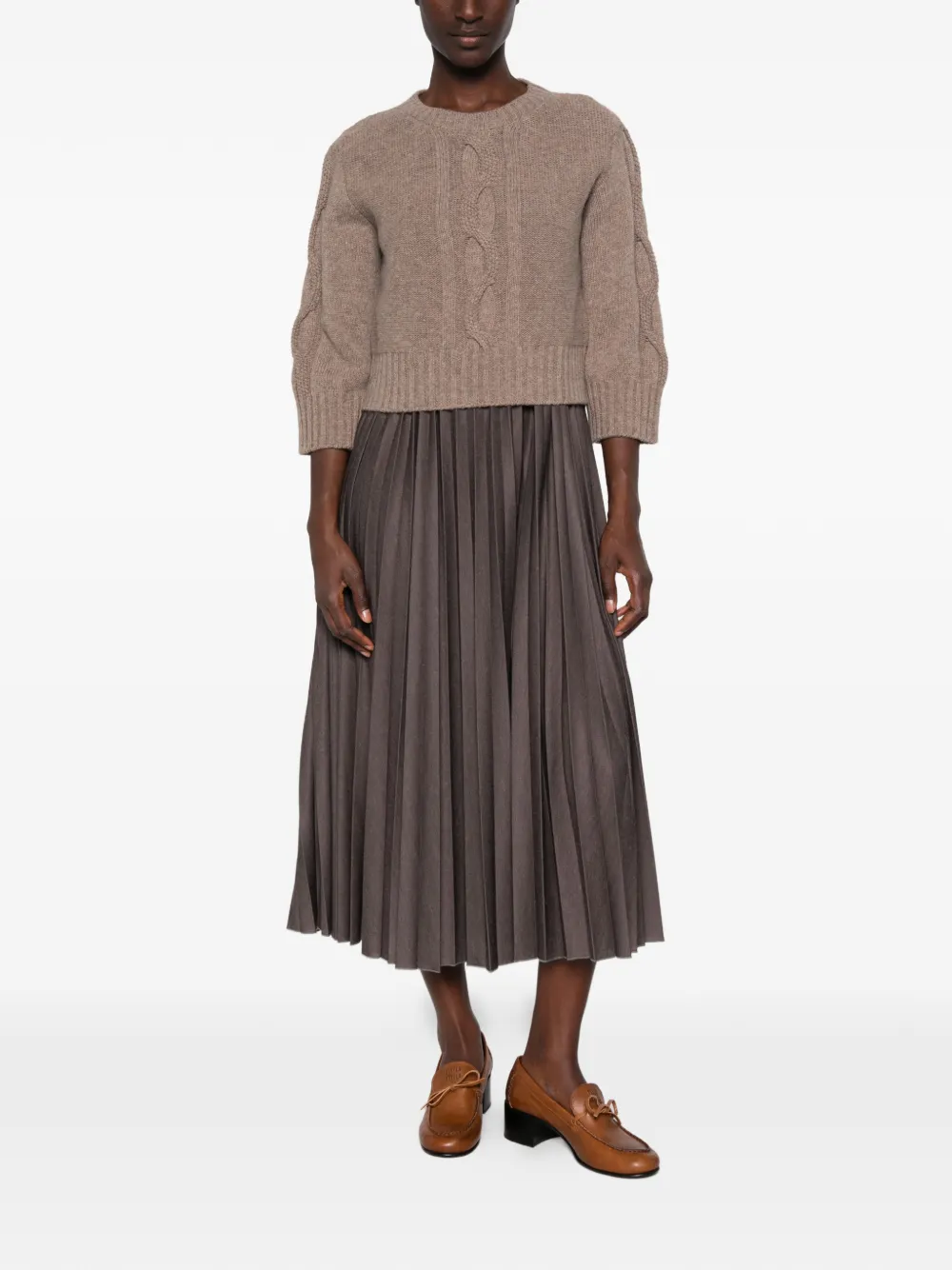 Weekend Max Mara Set met geplooide midi-jurk en trui Bruin