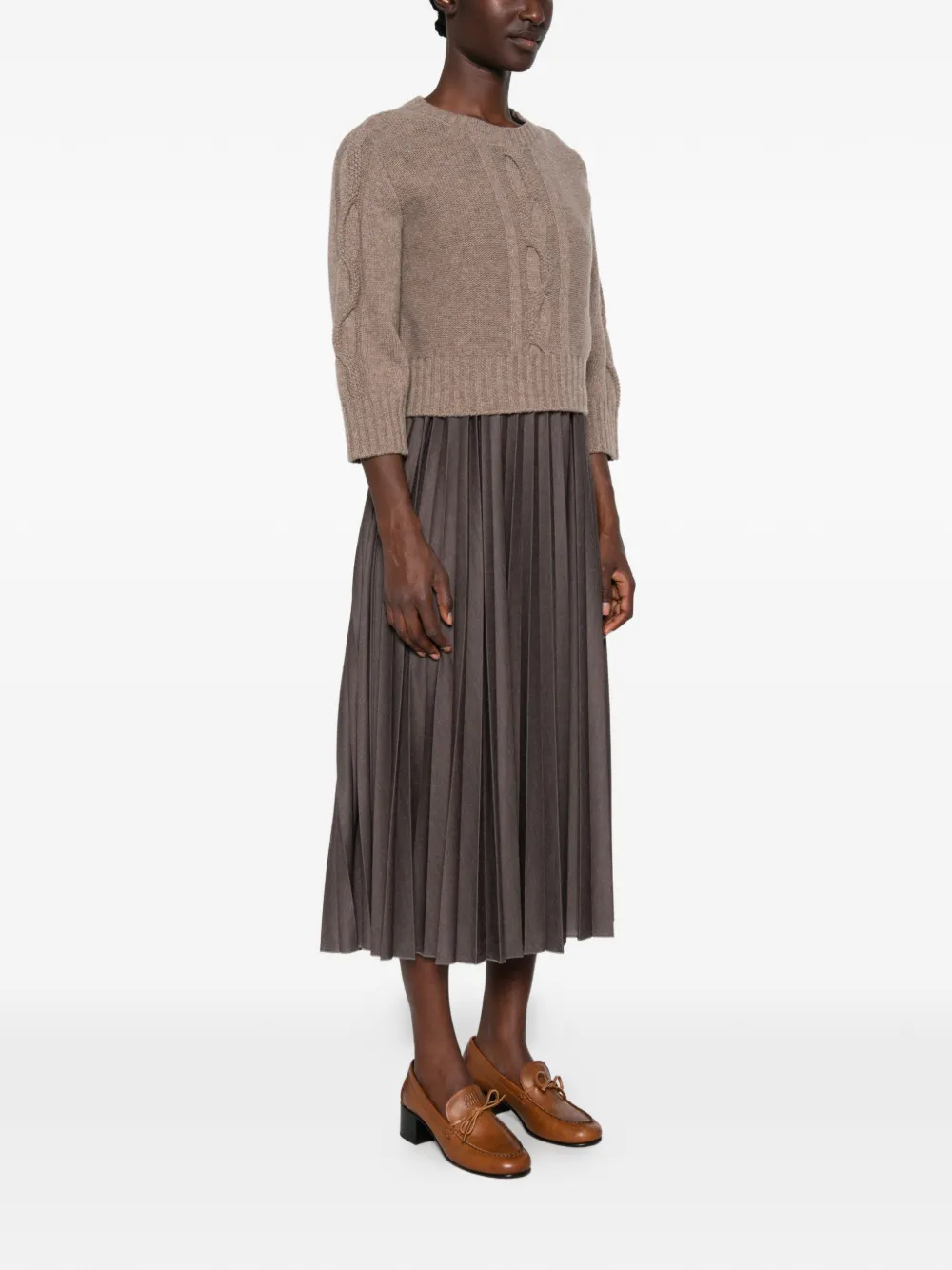 Weekend Max Mara Set met geplooide midi-jurk en trui Bruin