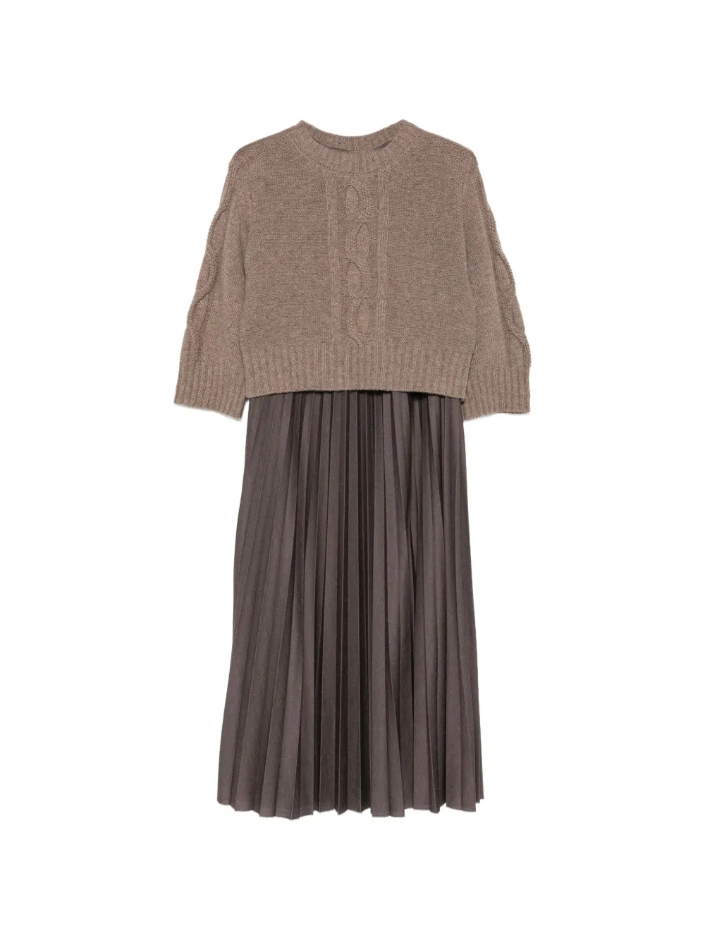 Weekend Max Mara pleated midi dress and sweater set - Marron Weekend Max Mara pleated midi dress and sweater set - Marron
