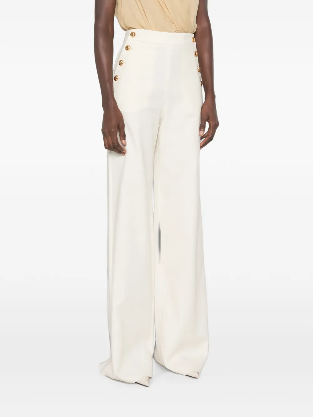 Max Mara Broek met wijde pijpen Beige