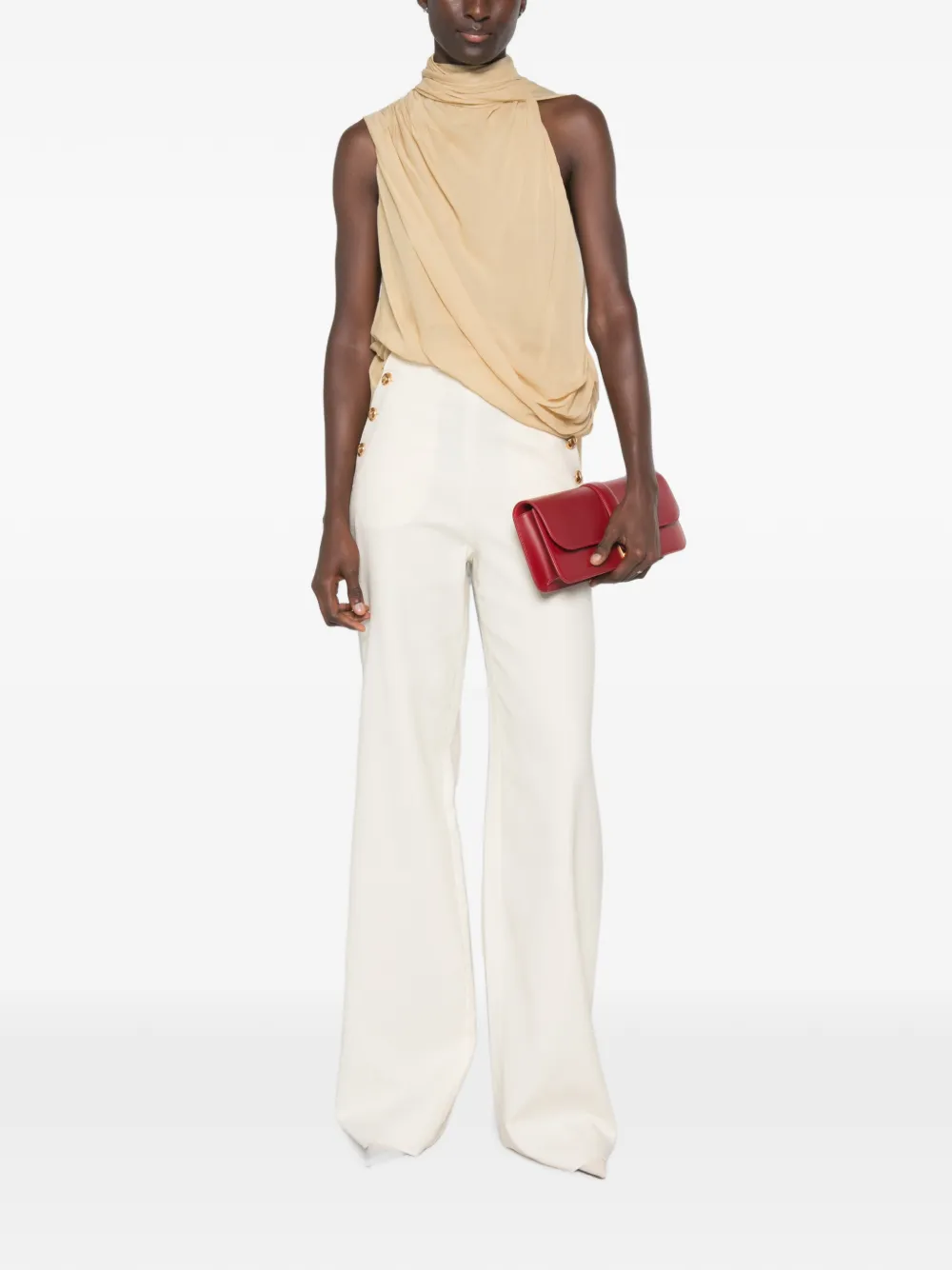 Max Mara Broek met wijde pijpen Beige