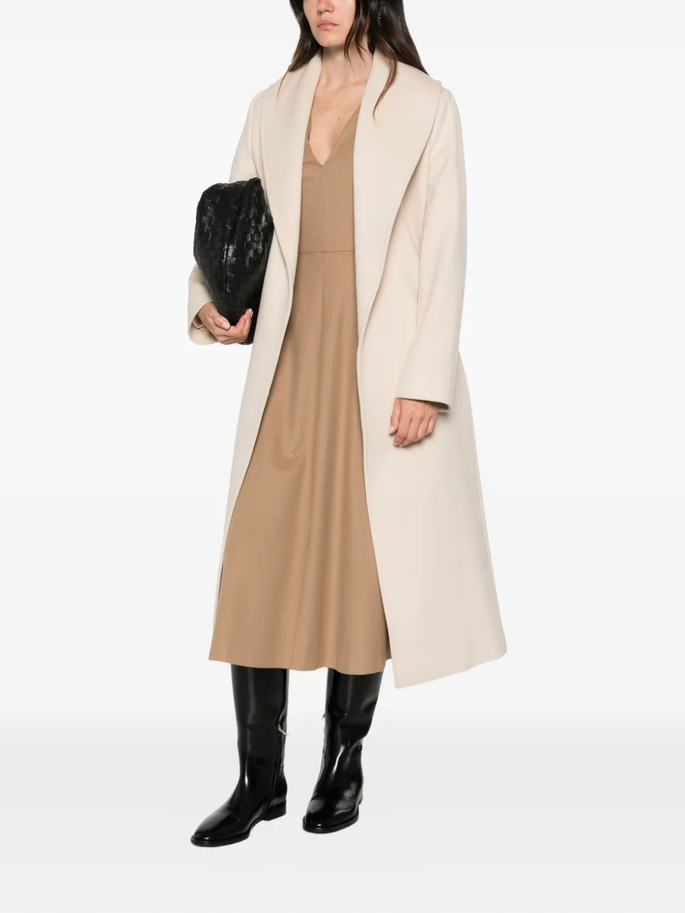 Max Mara Midi-jurk met V-hals Bruin