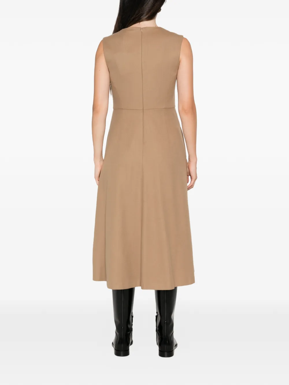 Max Mara Midi-jurk met V-hals Bruin
