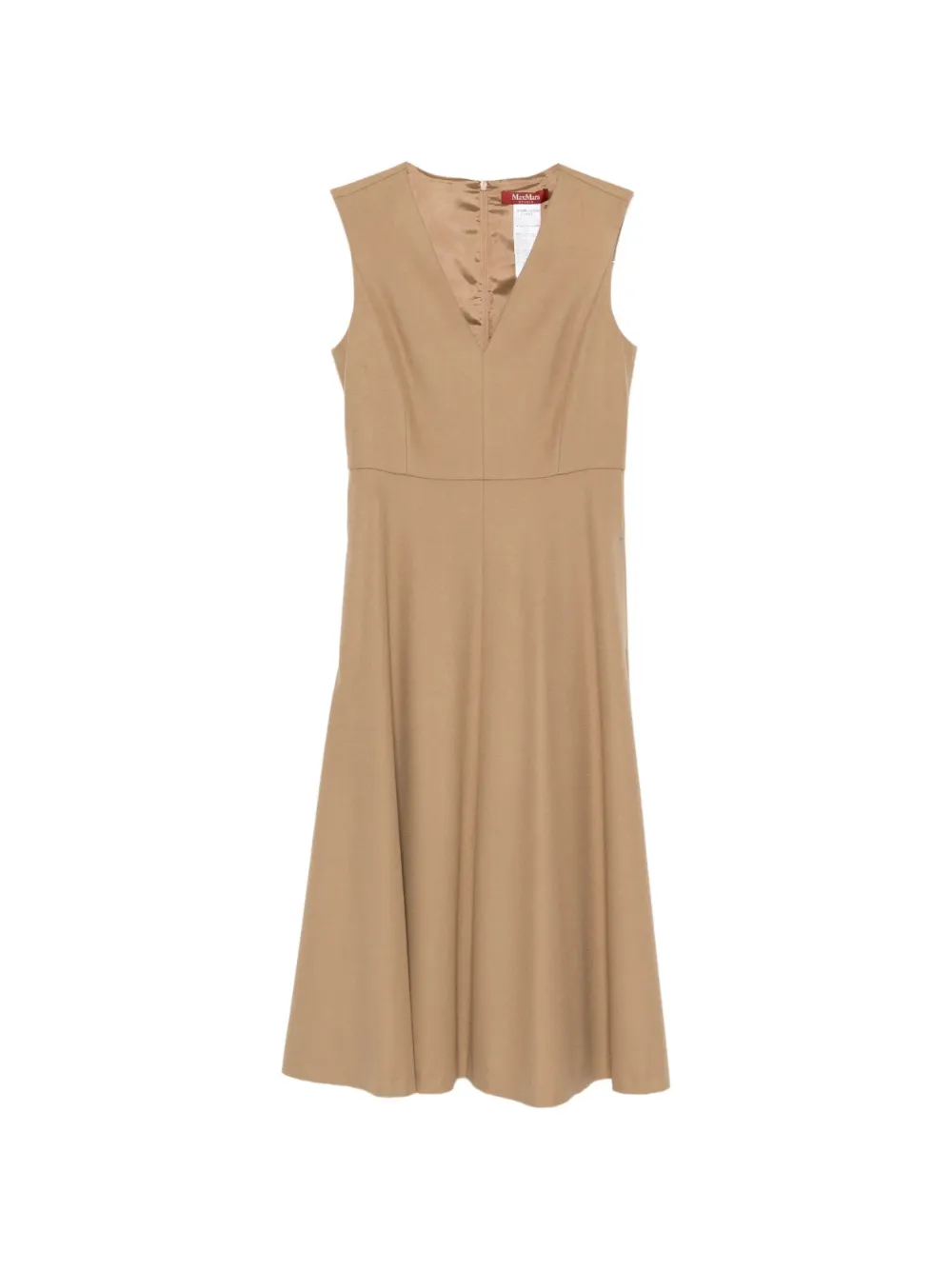 Max Mara robe mi-longue sans manches à col v - Marron Max Mara robe mi-longue sans manches à col v - Marron