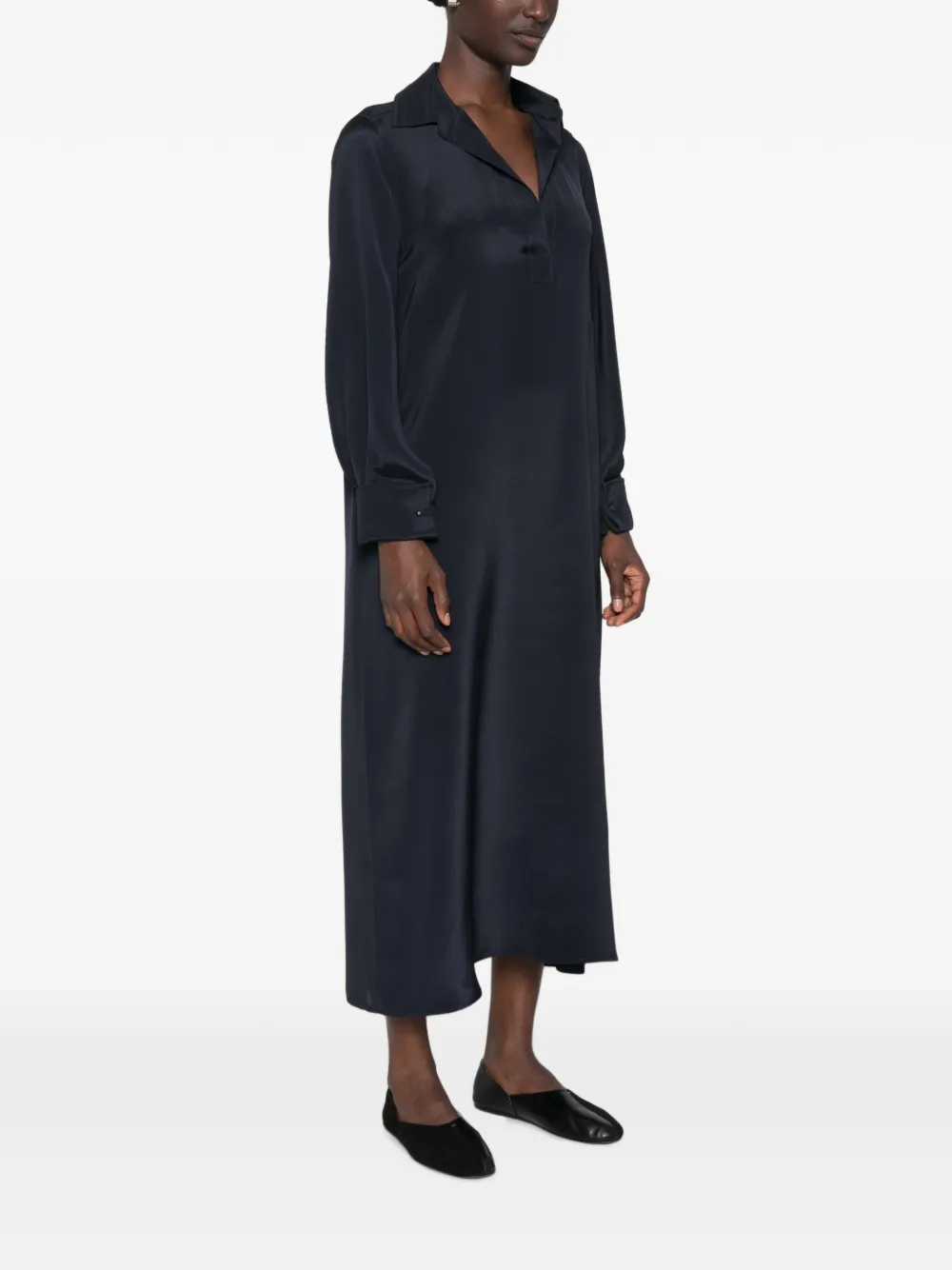 Max Mara Zijden midi-jurk met split Blauw