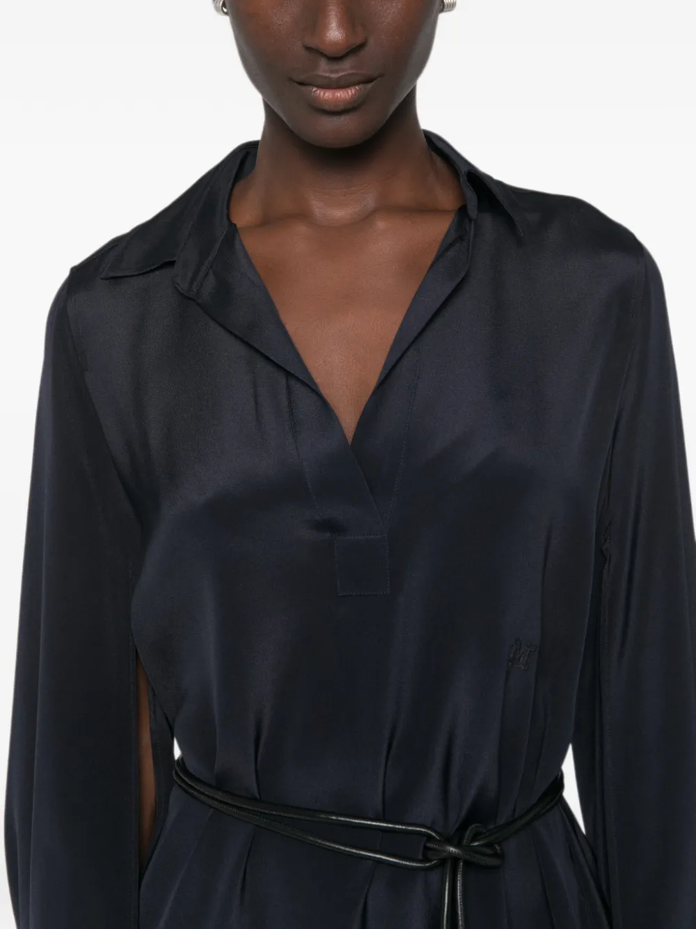 Max Mara Zijden midi-jurk met split Blauw