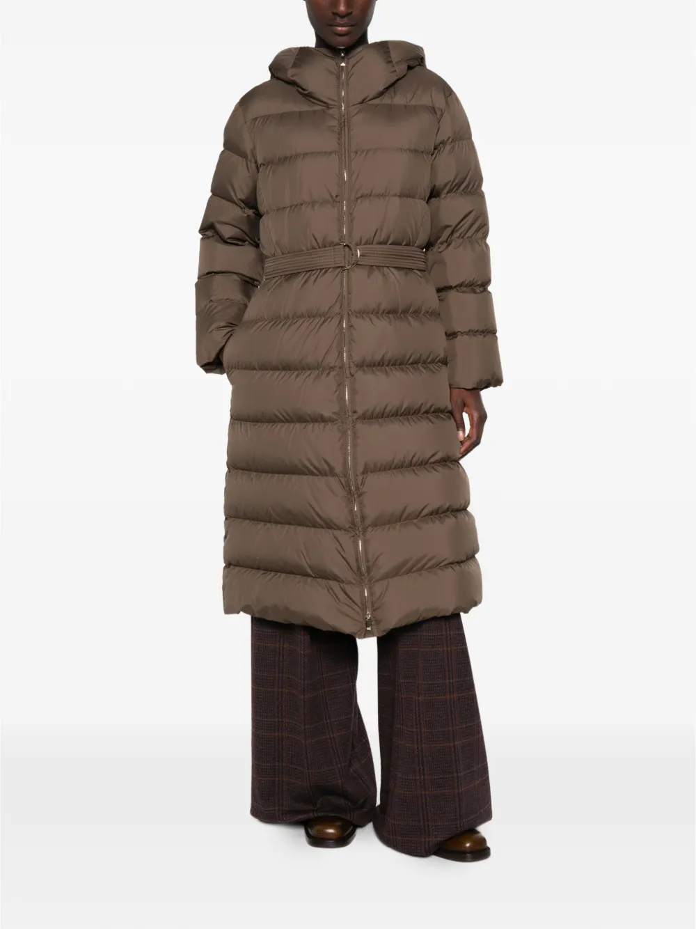 Max Mara Gewatteerde parka met riem Bruin