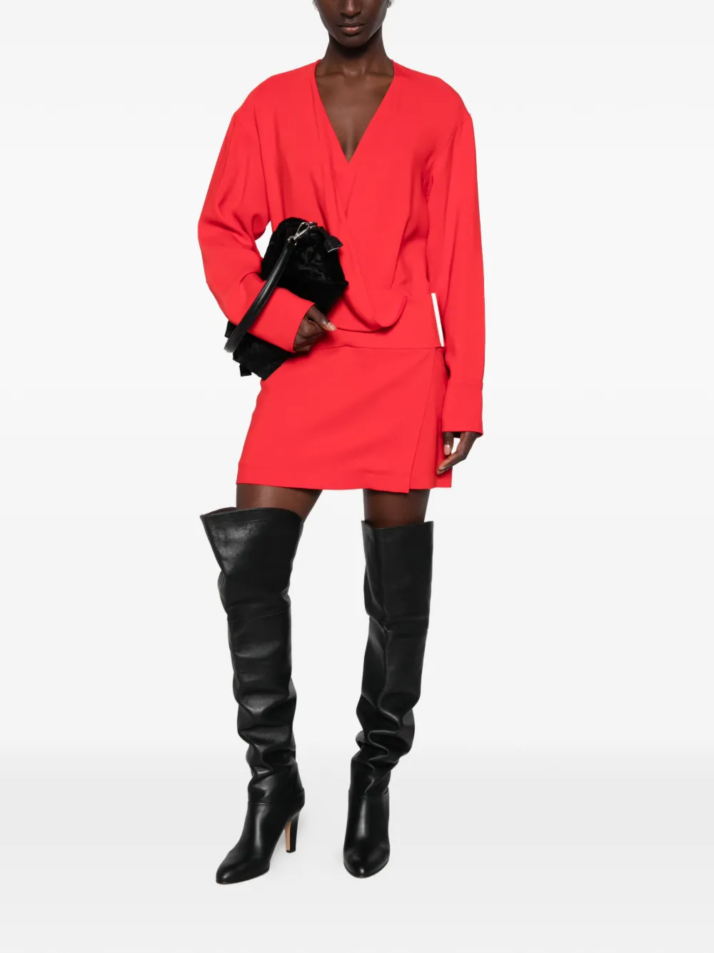 Sportmax Etere mini-jurk met overslag en lange mouwen Rood