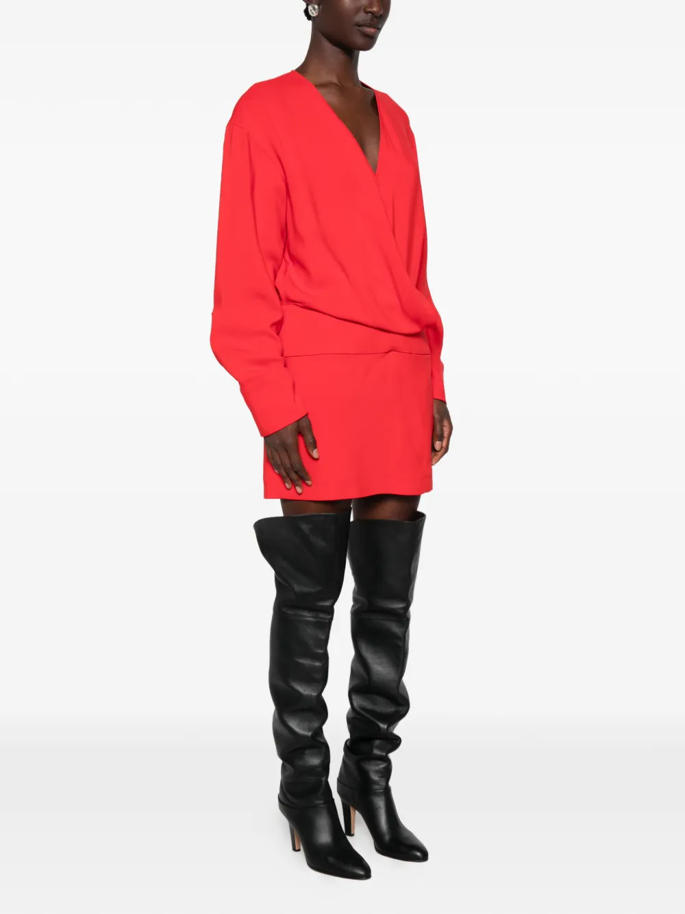 Sportmax Etere mini-jurk met overslag en lange mouwen Rood