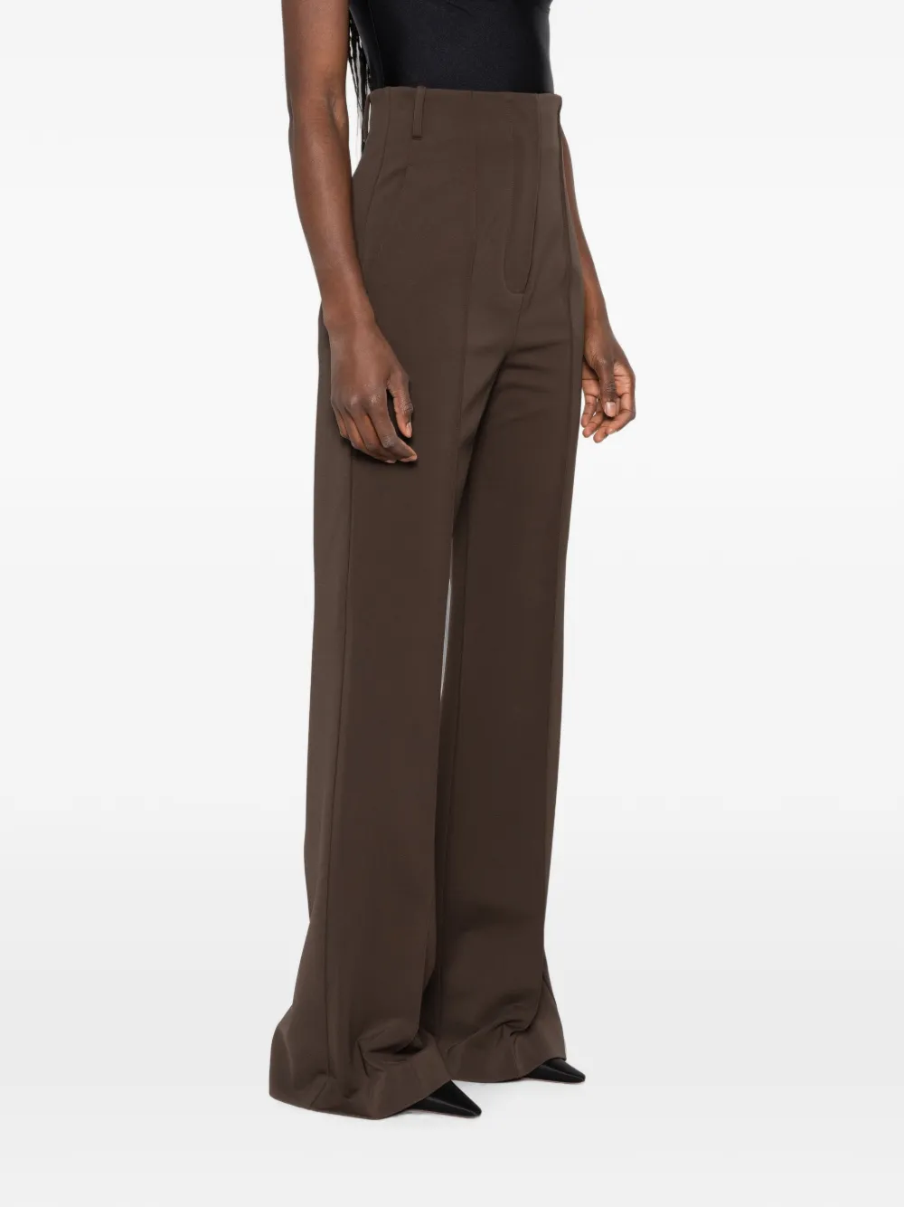 Sportmax Volonta high-waist broek met wijde pijpen Bruin